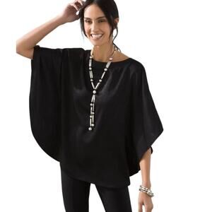 Chico’s Chianti Black Batwing Blouse Top Small Medium NWT